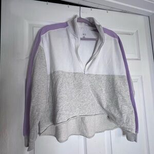 Gilly Hicks over sized half zip Cozy White and‎ Purple Pullover- XXS
